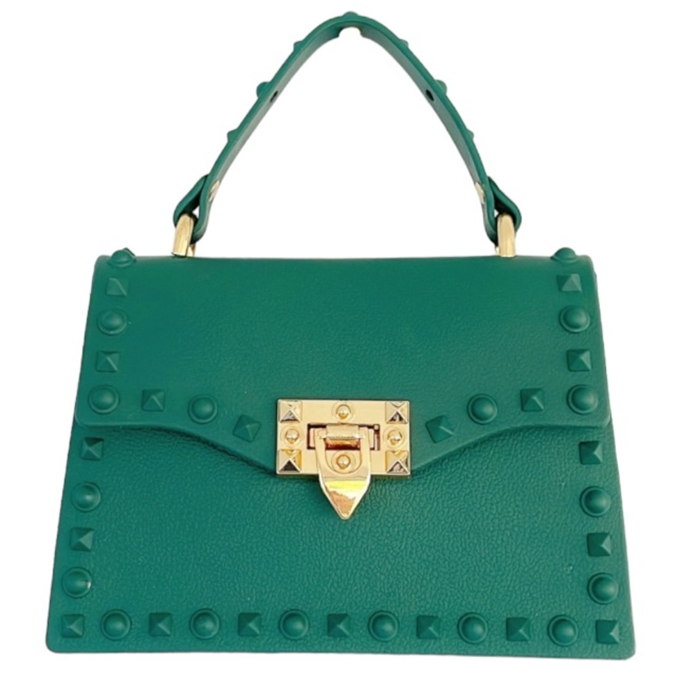 Forest green plastic jelly studded handbag NEW